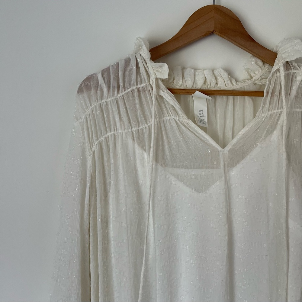 H&M flowy white shimmer dress